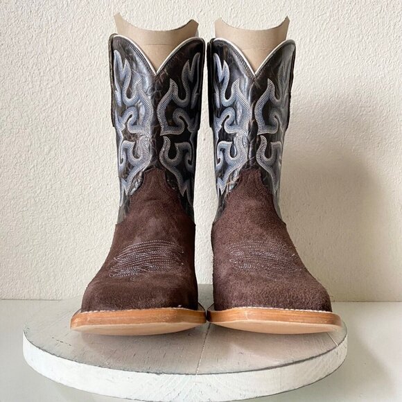 NEW Capitan Mens Cowboy Boots CISCO Size 11D Brown Rough Out Western Square Toe - Picture 5 of 9